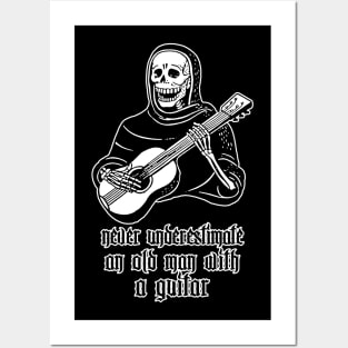 Never Underestimate An Old Man With A Guitar - Funny Guitarist Humor Design Posters and Art